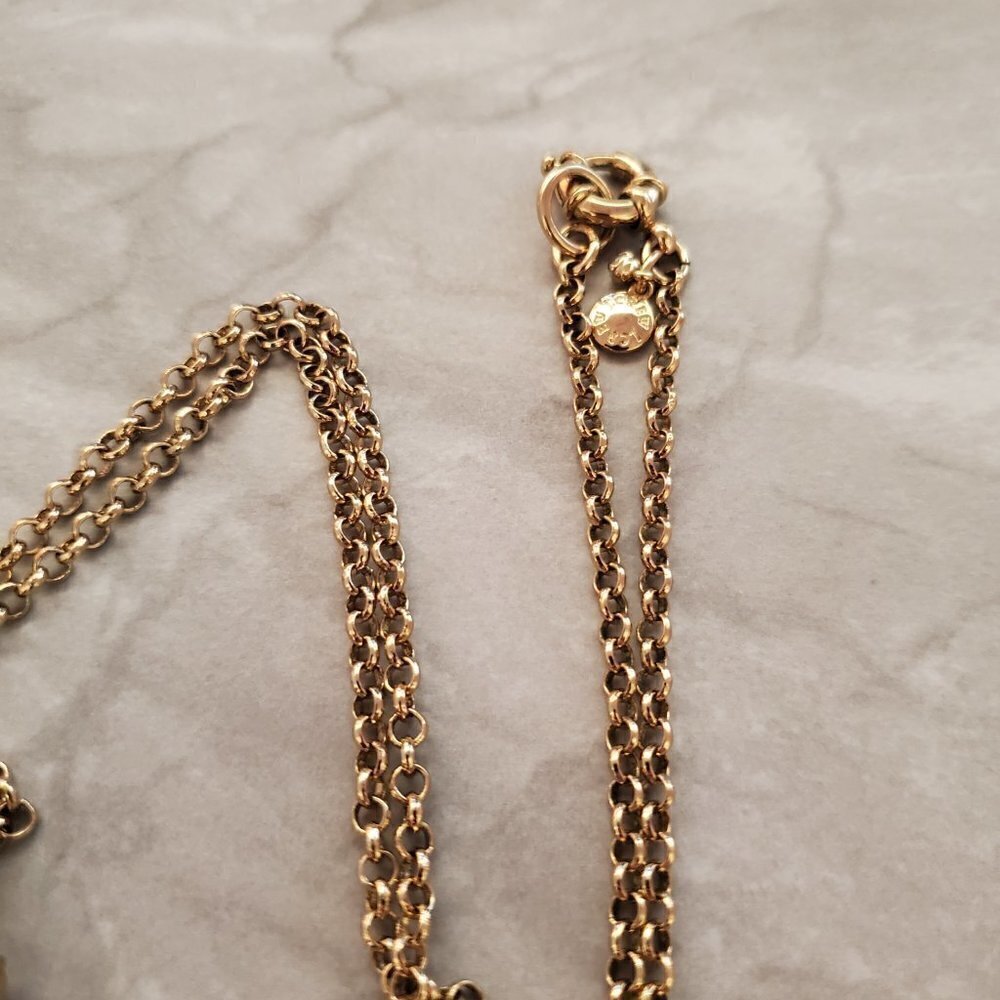 🧡 J Crew Pendant Orange Fan Gold Crystal Rhinstone Necklace 🧡 - Picture 7 of 10